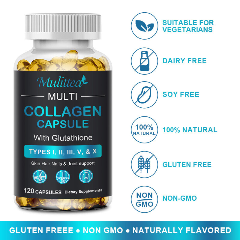 1/2/4Bottles Multi Collagen Peptides-Type I,II,III,V,X Anti-Aging Collagen Pills