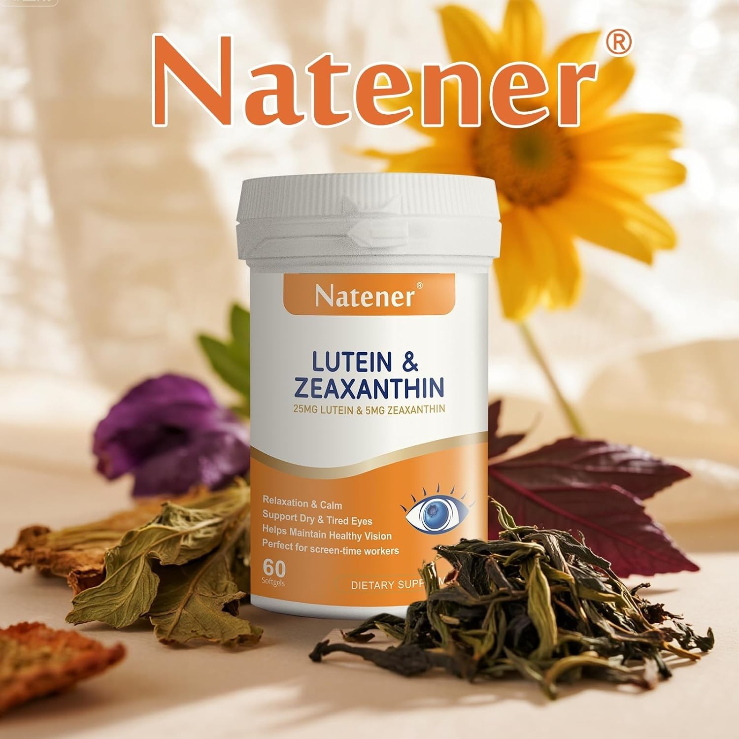Natener 14 in 1 Eye Vitamins Lutein Zeaxanthin Astaxanthin Omega 3 Support