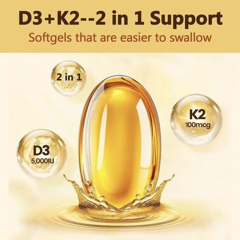 3 BOTTLES DEAL SUPPLEMENT Vitamin D3 K2 5000IU Softgel, 2-1 Complex 250 Count
