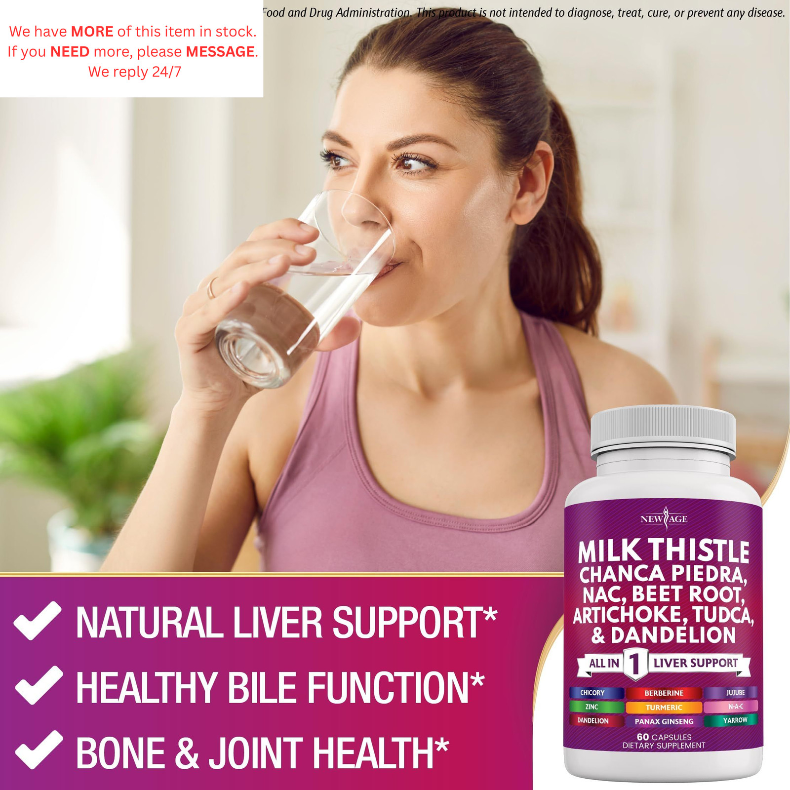 NEW AGE Milk Thistle NAC Chanca Piedra Beet Root 60 Count (Pack of 3)