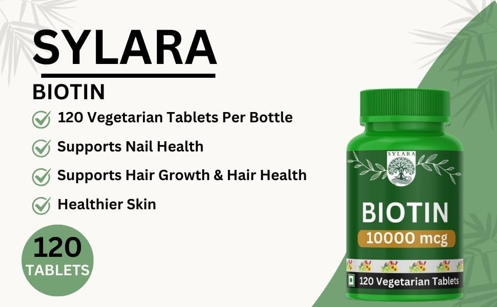 SY.LARA Biotin 10000mcg Hair Skin Nails 120 Tablets