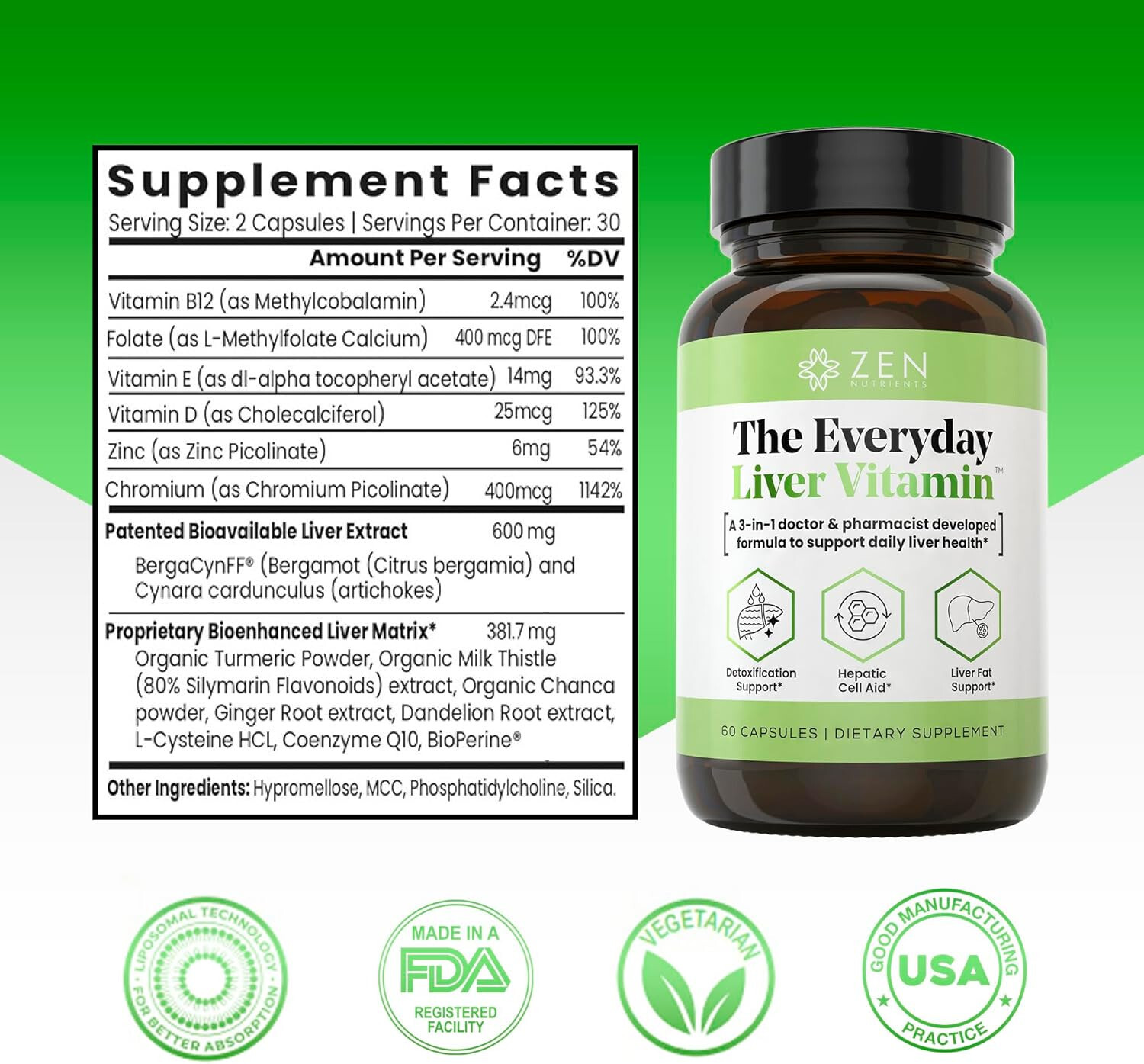 Zen Nutrients The Everyday Liver Vitamin – Cleanse Detox & Repair with…