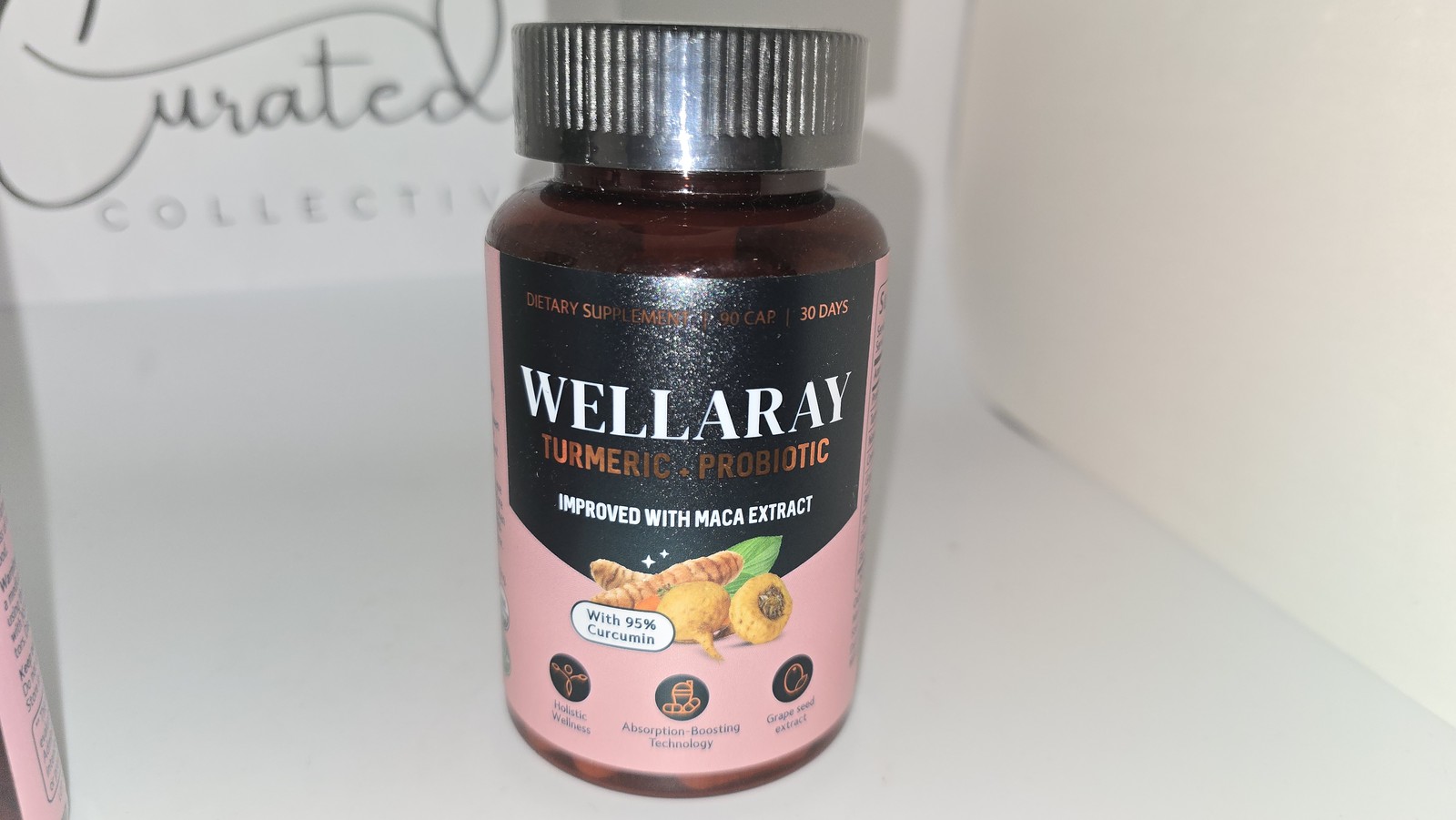 Exp 09/26 Wellaray Turmeric Probiotic Maca Extract Curcumin Black Pepper 60 Ct