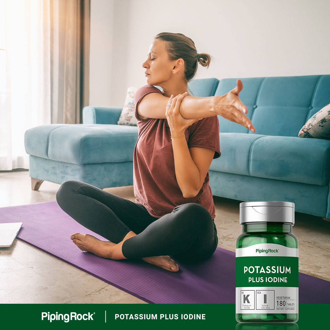 Potassium Plus Iodine | 180 Tablets | Complex | Non-GMO | by Piping Rock