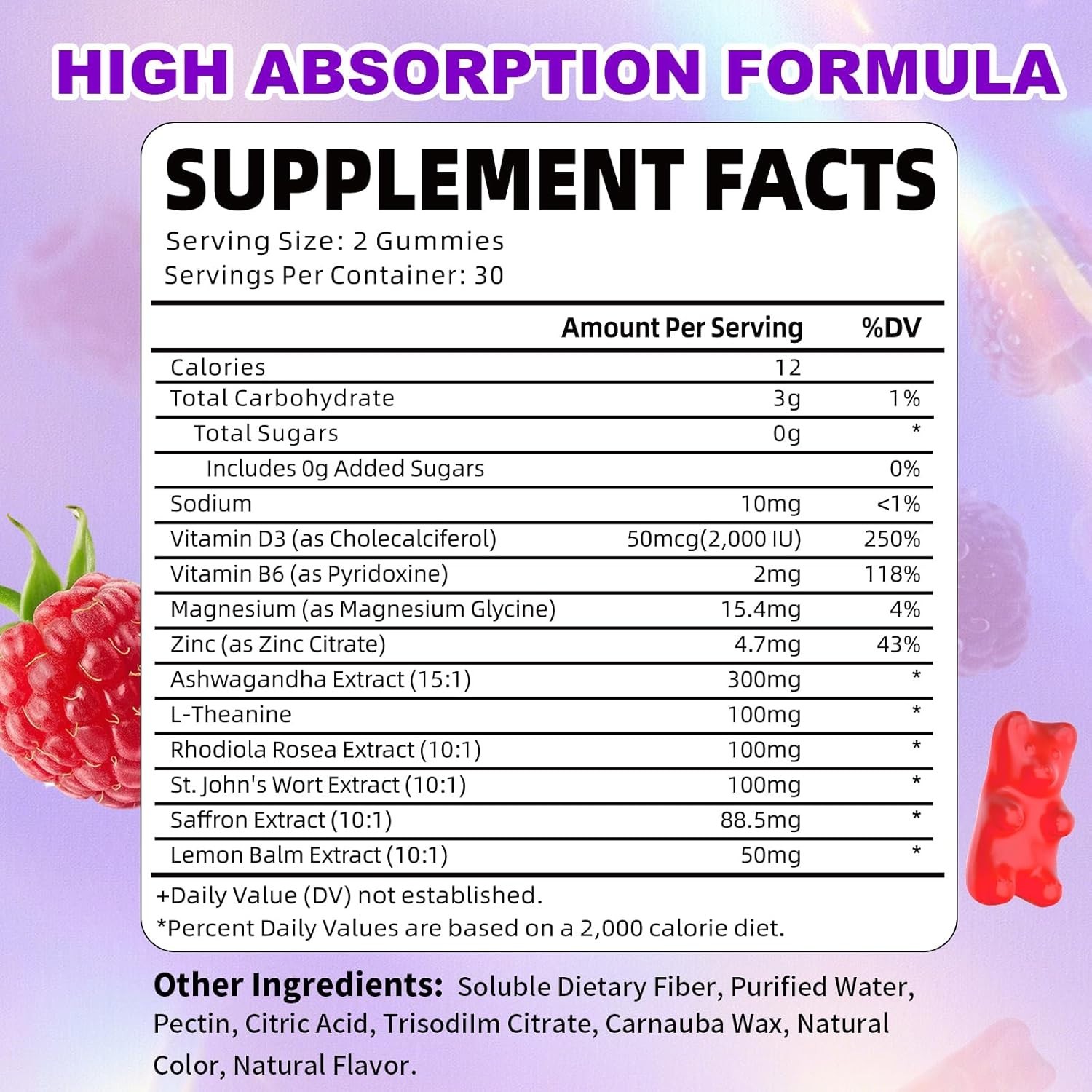 Sugar-Free 10-in-1 Saffron Gummies with Essential Vitamins for Family Wellness