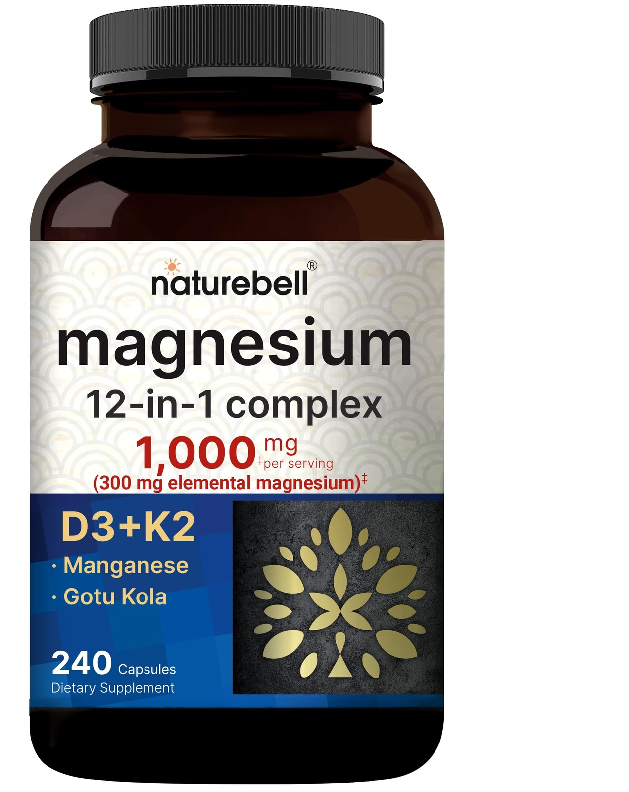 NatureBell 12-in-1 Magnesium Complex 1000mg, 4-Months 240 Count (Pack of 1)