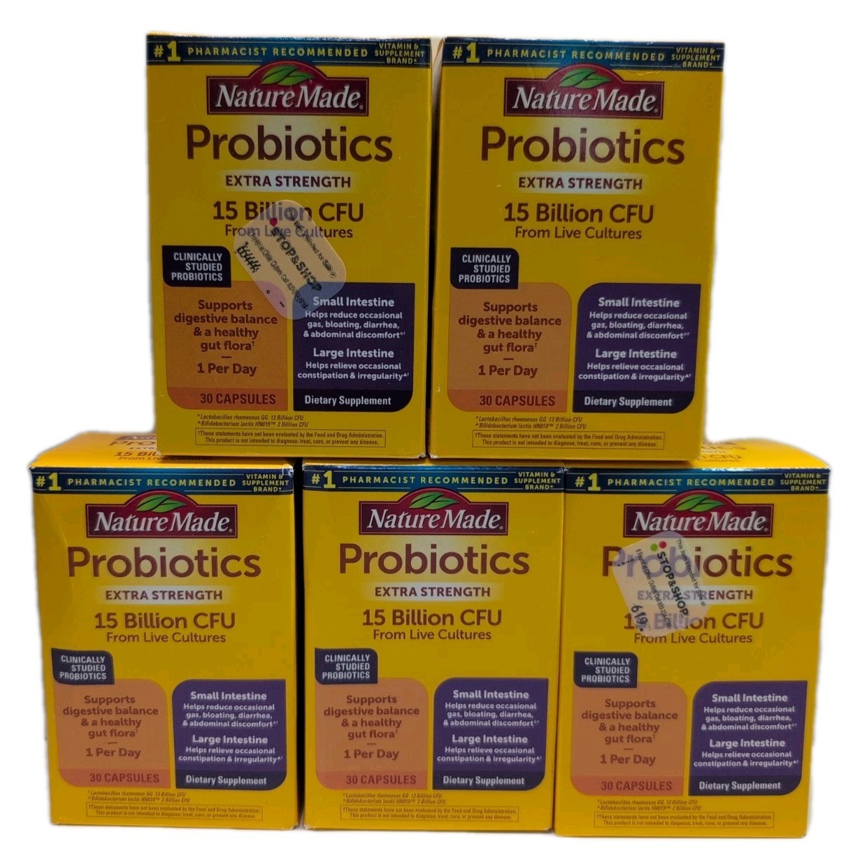 5 Nature Made Extra Strength Probiotics 15 Billion CFU 30 Capsules. Exp: 09/26+