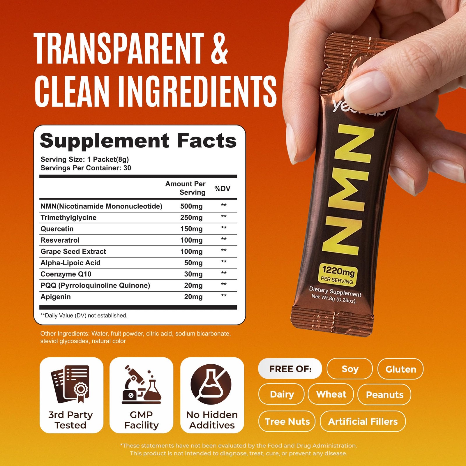Yesnap NMN Liquid Supplement NAD+ 7-in-1 Support with Aging-Supportive Resver…