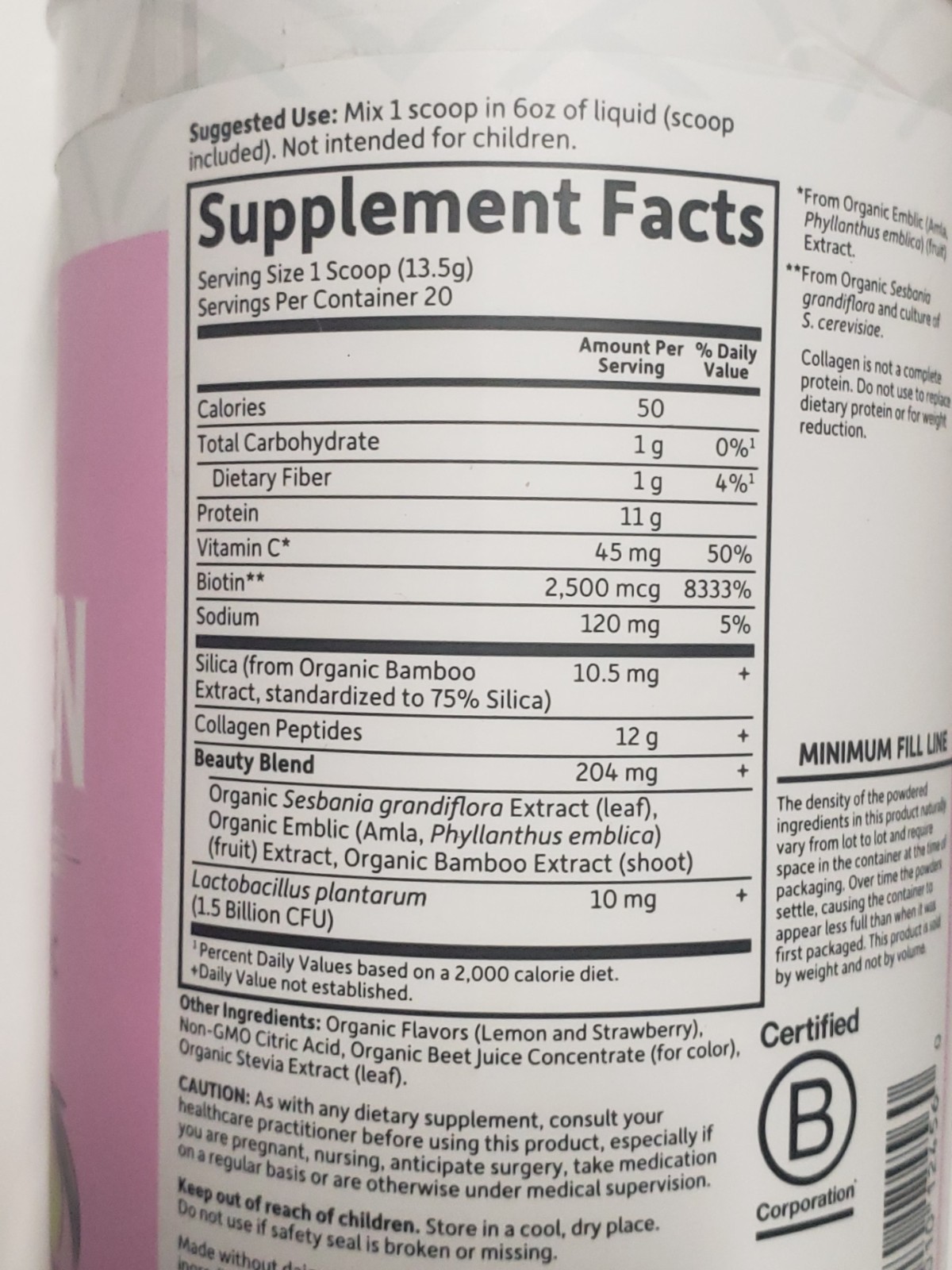 Garden of Life – COLLAGEN BEAUTY – Hair Skin Nails – Strawberry Lemonade 9/2027