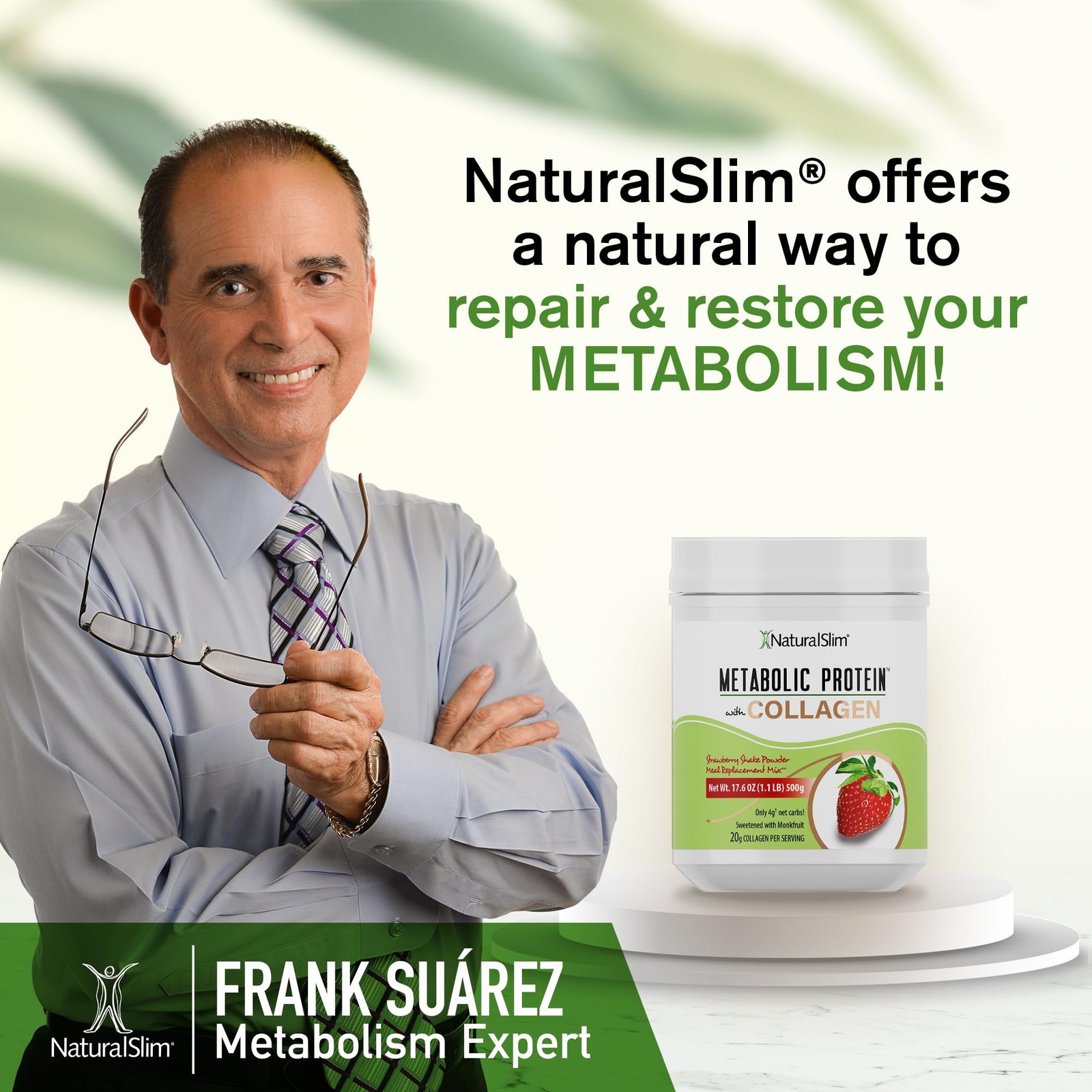 NaturalSlim Metabolic Protein Shake Powder with Collagen – Meal Replacement