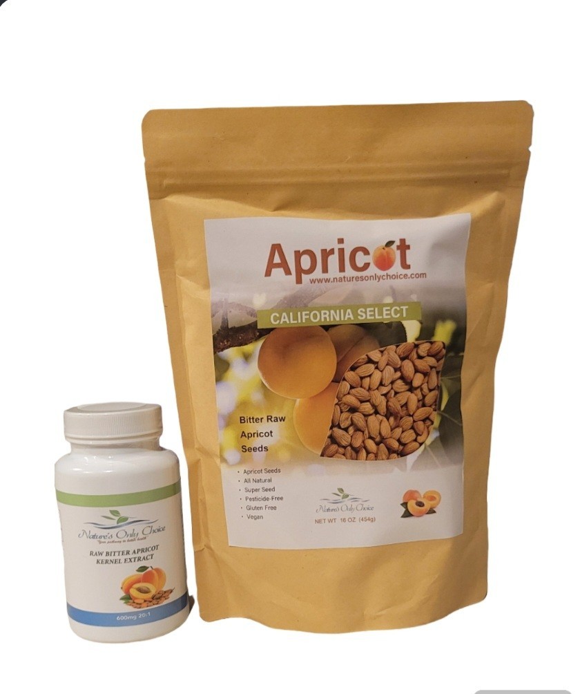 Apricot Capsules 20:1 600MG 100 Cap & 1LB of Organic Raw Bitter Apricot Seeds