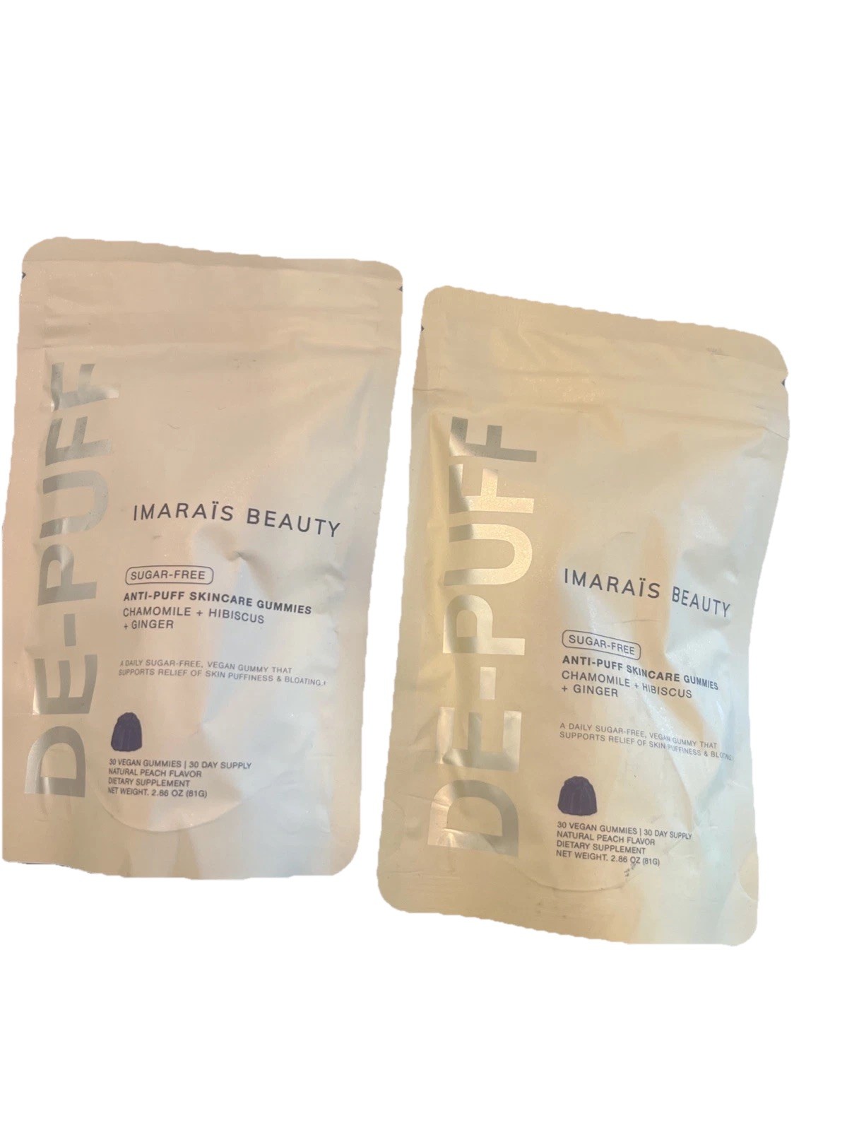 Lot Of 2 Imarais Beauty De-Puff Skincare Gummies Packs – 60 Vegan Gummies –