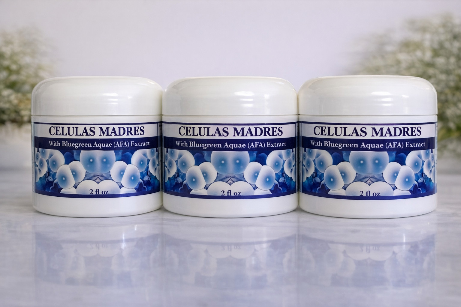 Celulas Madres Cream with Blue Green Algae (AFA) Skin Care Cream 3 Jars