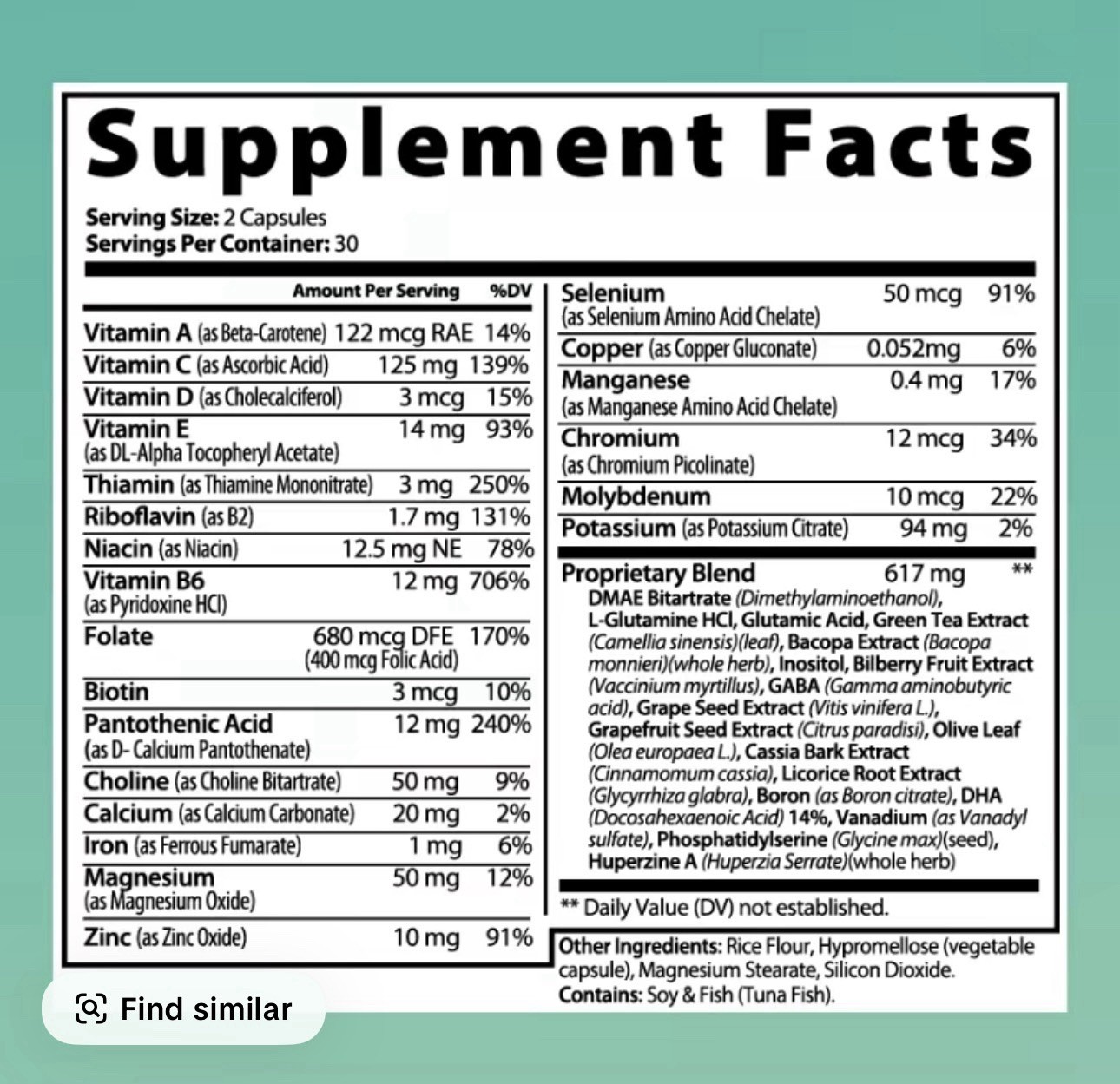 Thinkwell Labs Brain Supplements for Memory and Focus 60 Capsules 30 Servings