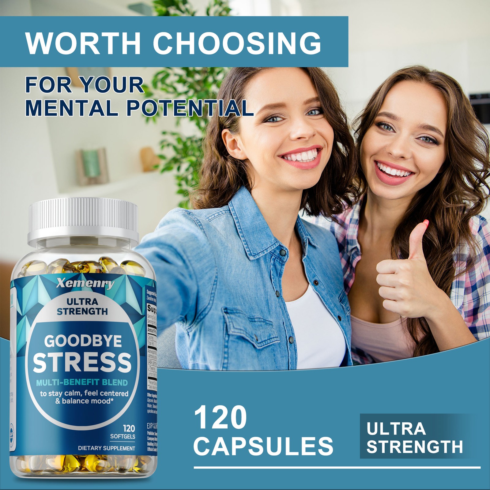 Goodbye Stress Capsules – with L-Theanine,Ashwagandha – Stress & Immune Support