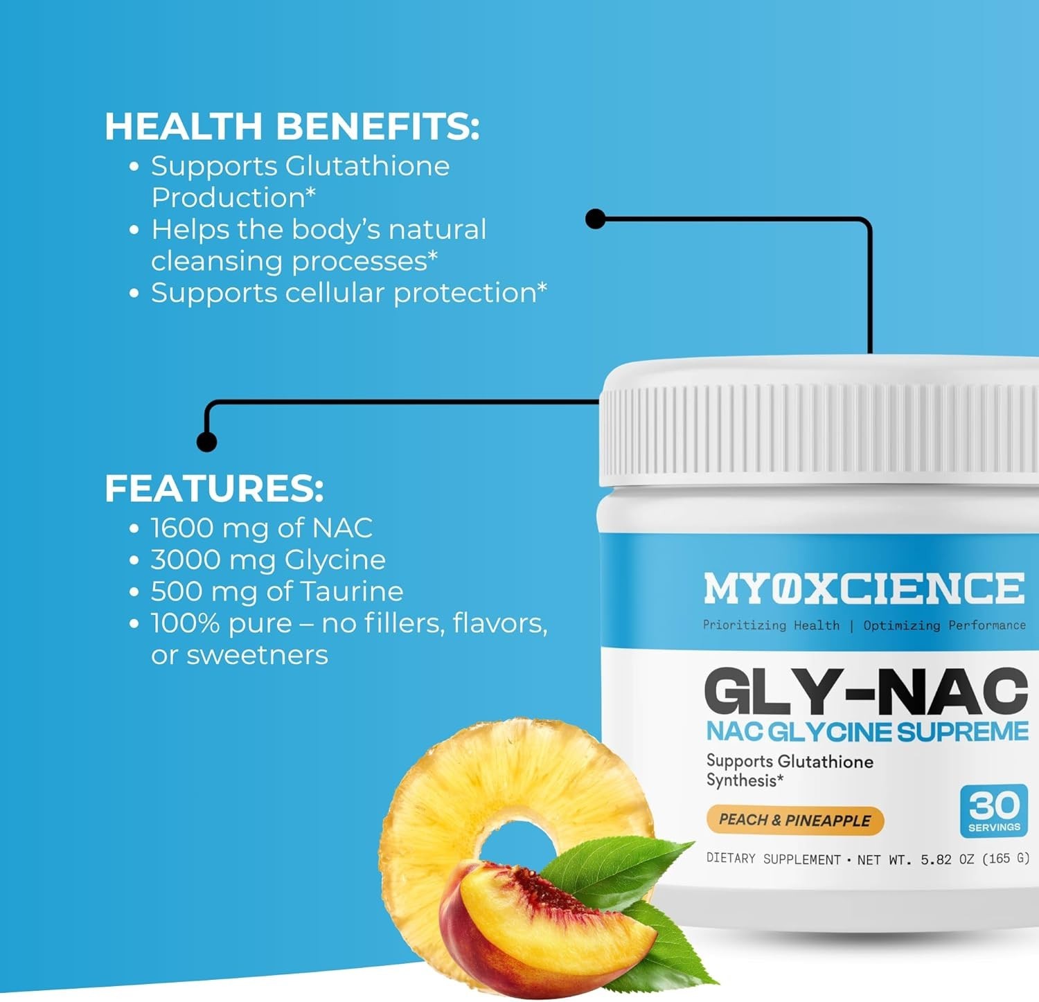 NAC Glycine Supreme: Detox & Cellular Support with Peach-Pineapple Flavor