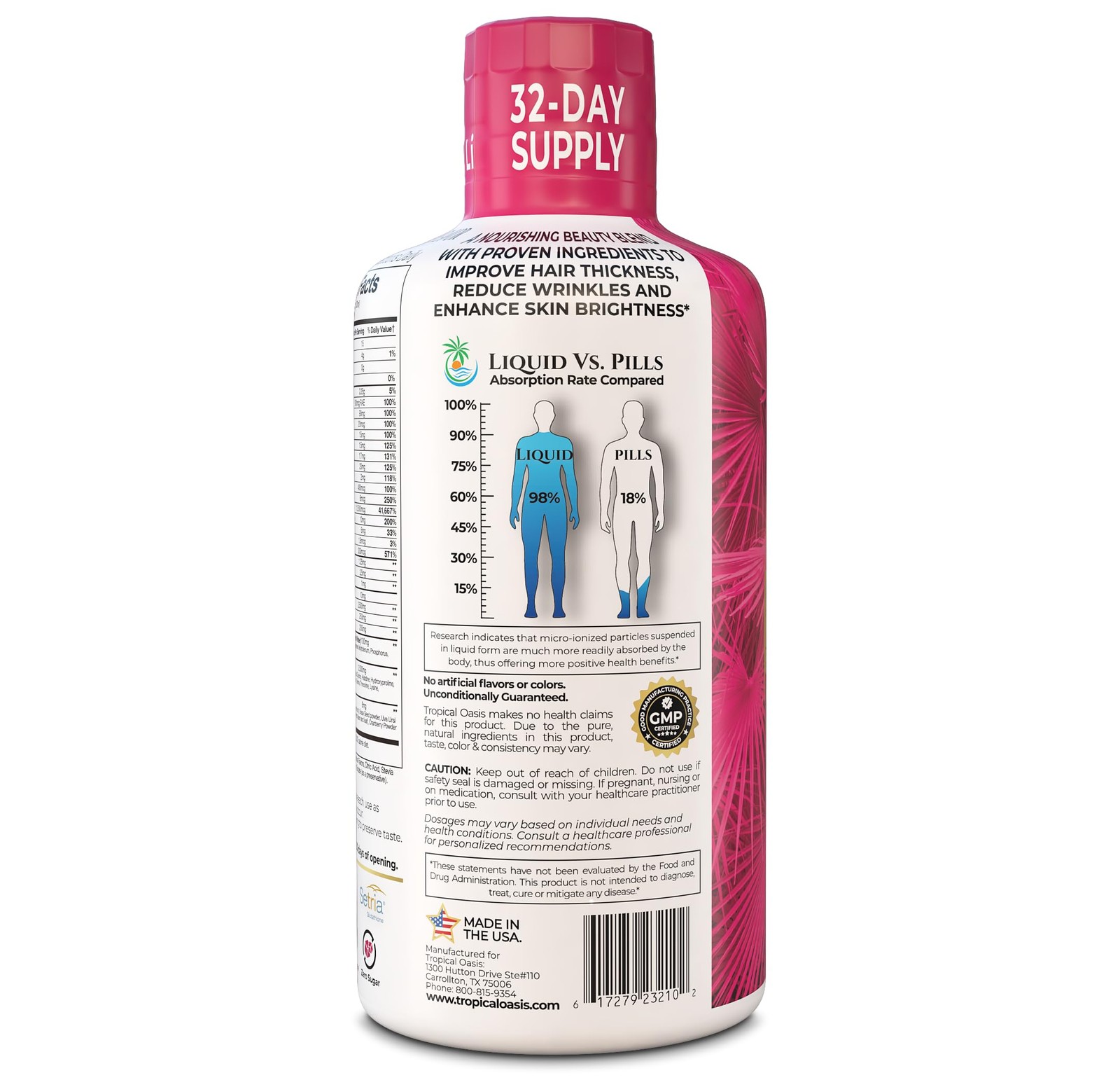 Tropical Oasis Women’s Liquid Multivitamin + Hair 32.1 Fl Oz (Pack of 1)