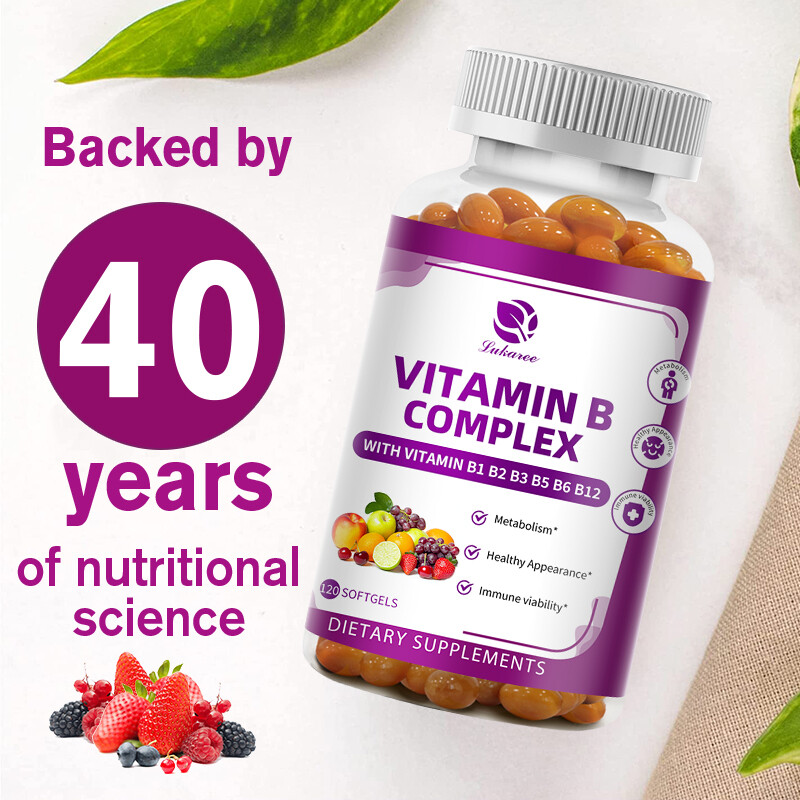 Vitamin B Complex 120 Capsules B1,B2,B3,B5,B6,B7,B9,B12, Immune Support Pills