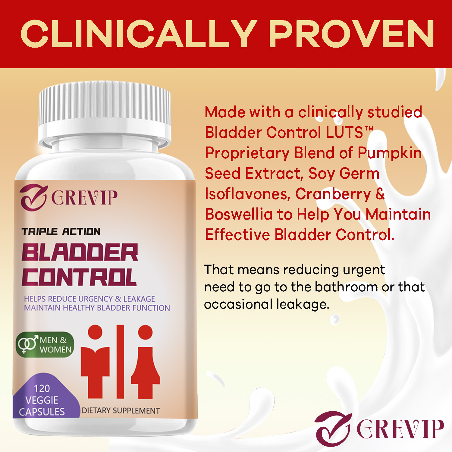 Triple Action Bladder Control – Frequent Urination Overactive for Women and Men
