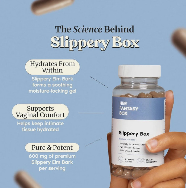 Her Fantasy Box Slippery Elm Capsules for Support Wellness and Moisture Feminine