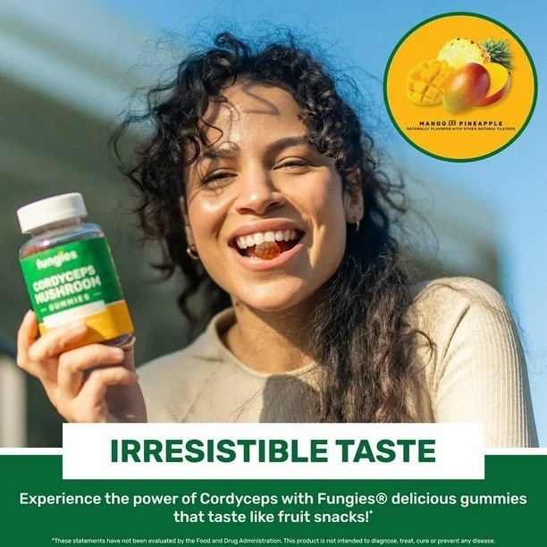 2 Fungies Cordyceps Mushroom Energy Support Gummies 90Ct Mango Pineapple 09/26