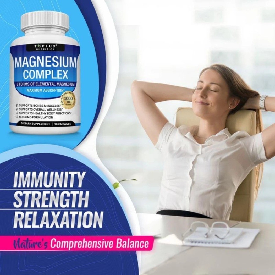 Toplux Magnesium Complex 1000mg 8 Forms 90 Capsules Daily Supplement