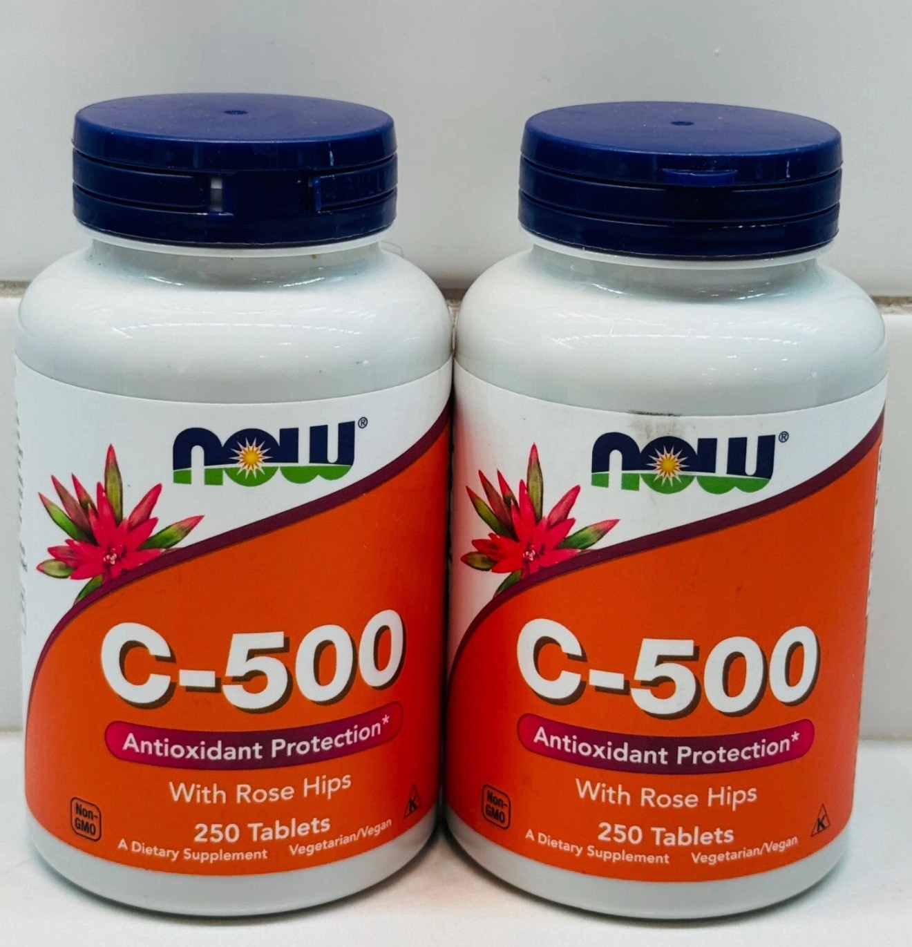 Brand New 2 Pack NOW FOODS Vitamin C-500 Ascorbic Acid 250 Tablets Exp 11/2027