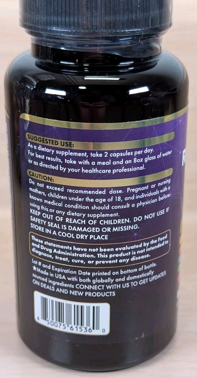 Parrox Resveratrol Supplement with milk thistle. extra strength 60 capsules
