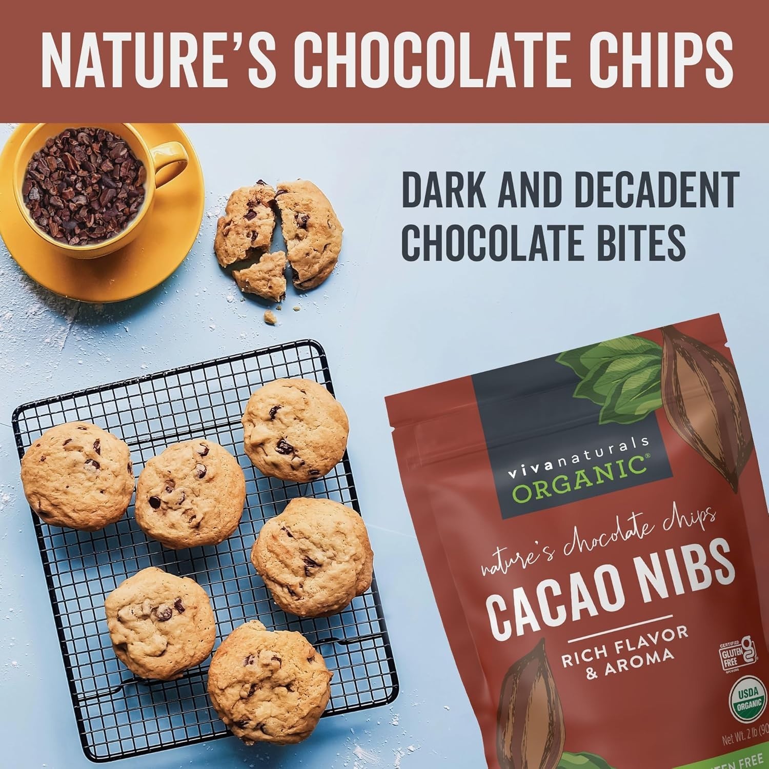 Organic Cacao Nibs, Unsweetened, 2 LB 907 g, Keto Friendly, , Non-GMO, Gluten…