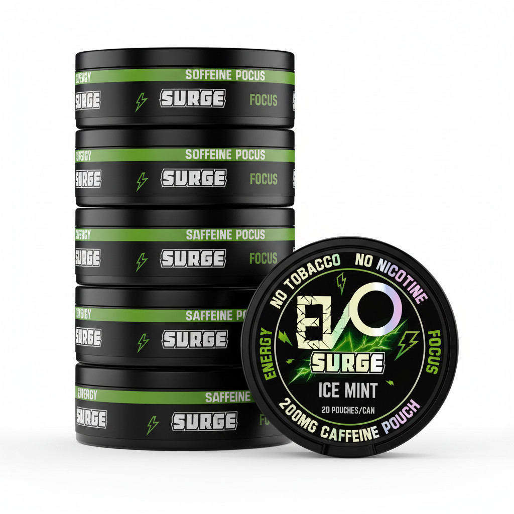 EVO Surge Energy Booster 200mg Caffeine Pouches – 5 Pack (20 Count/Can)