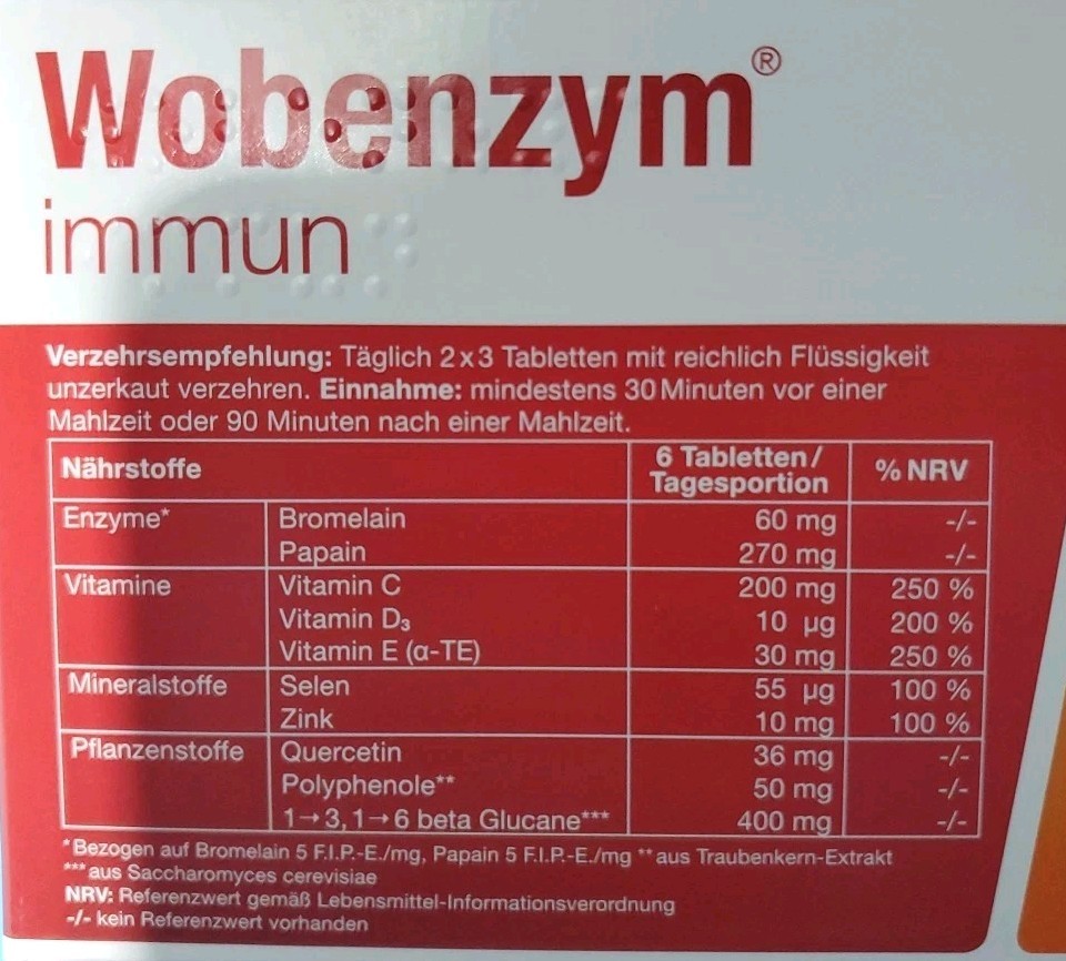 Wobenzym Immune Enzyme/Vit Combination Entric Coated 240 Tabs Exp 5/2027