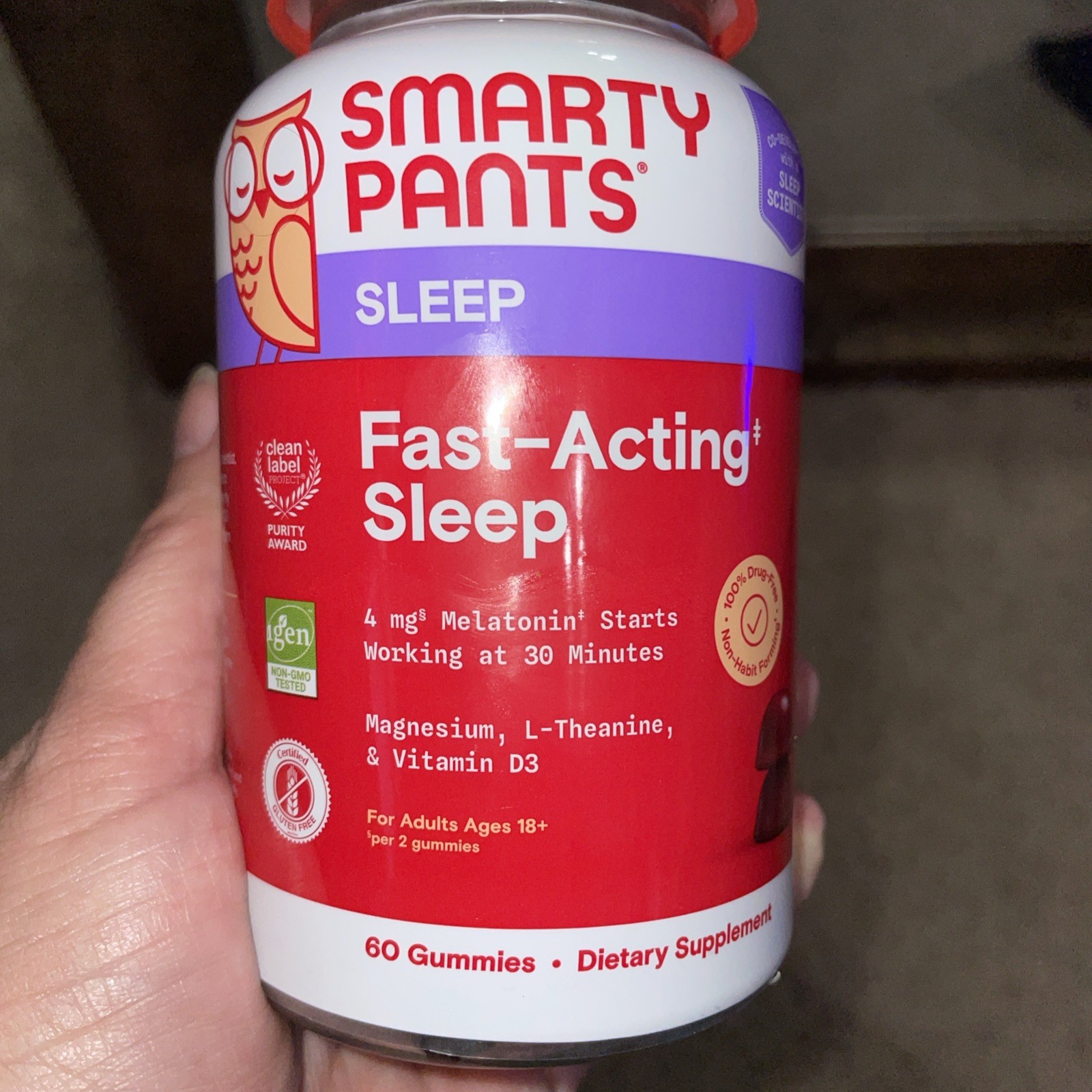 Smarty Pants Sleep, Fast-Acting Sleep For Adults Ages 18+ 60 Gummies – Brand New