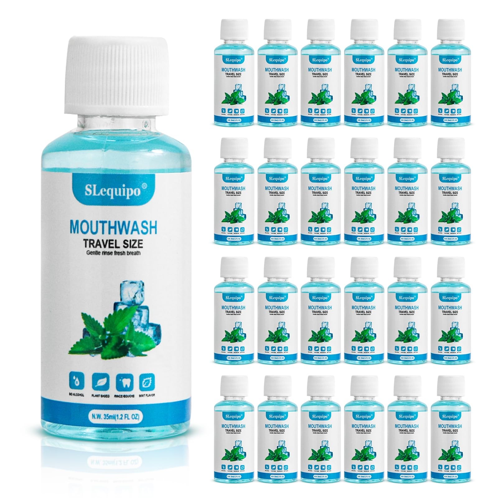 SLequipo 100 Travel Size Mouthwash Bulk Mini 1.2 Fl Oz (Pack of 100), Blue