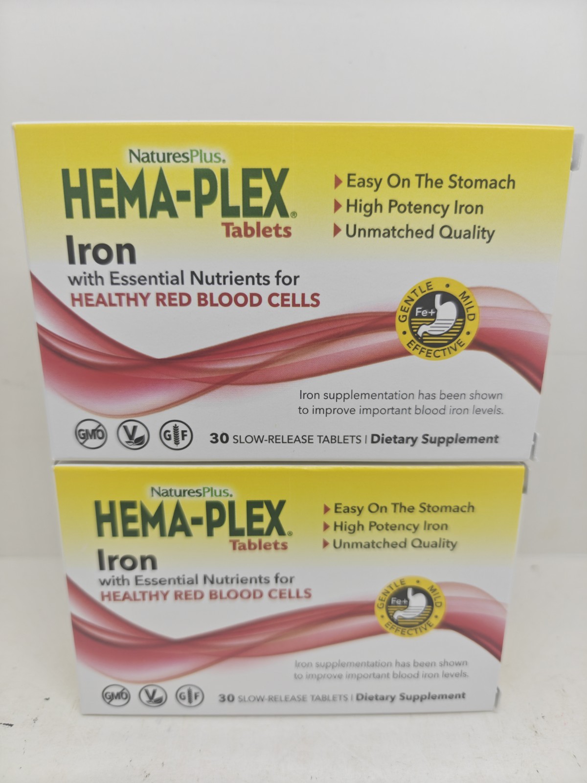 2 PACK Nature’s Plus Iron Hema-Plex, 30 slow release tablets each New 07/28