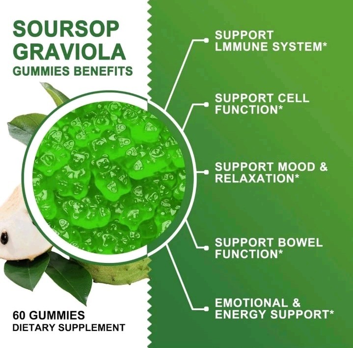 Organic Soursop Graviola Gummies – 2200Mg Extra Strength Soursop Leaves Extract