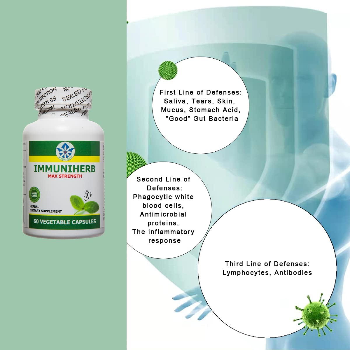 Immuniherb Immune Support Supplement – Herbal Immunity Supplement with Ginger…