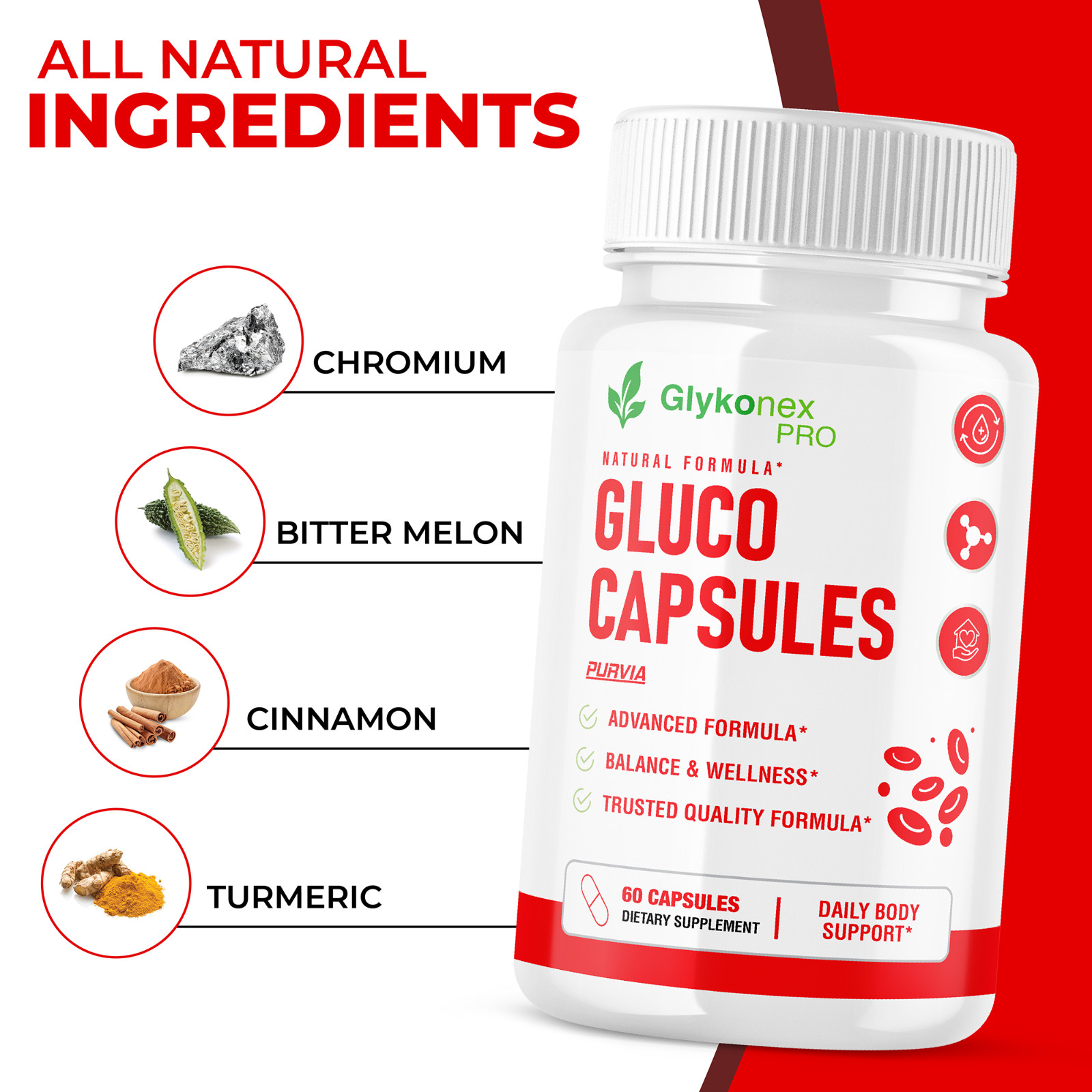 (5 Pack) Glykonex Pro Gluco Capsules Daily Blood‑Sugar Optimizer Pills (300 ct)