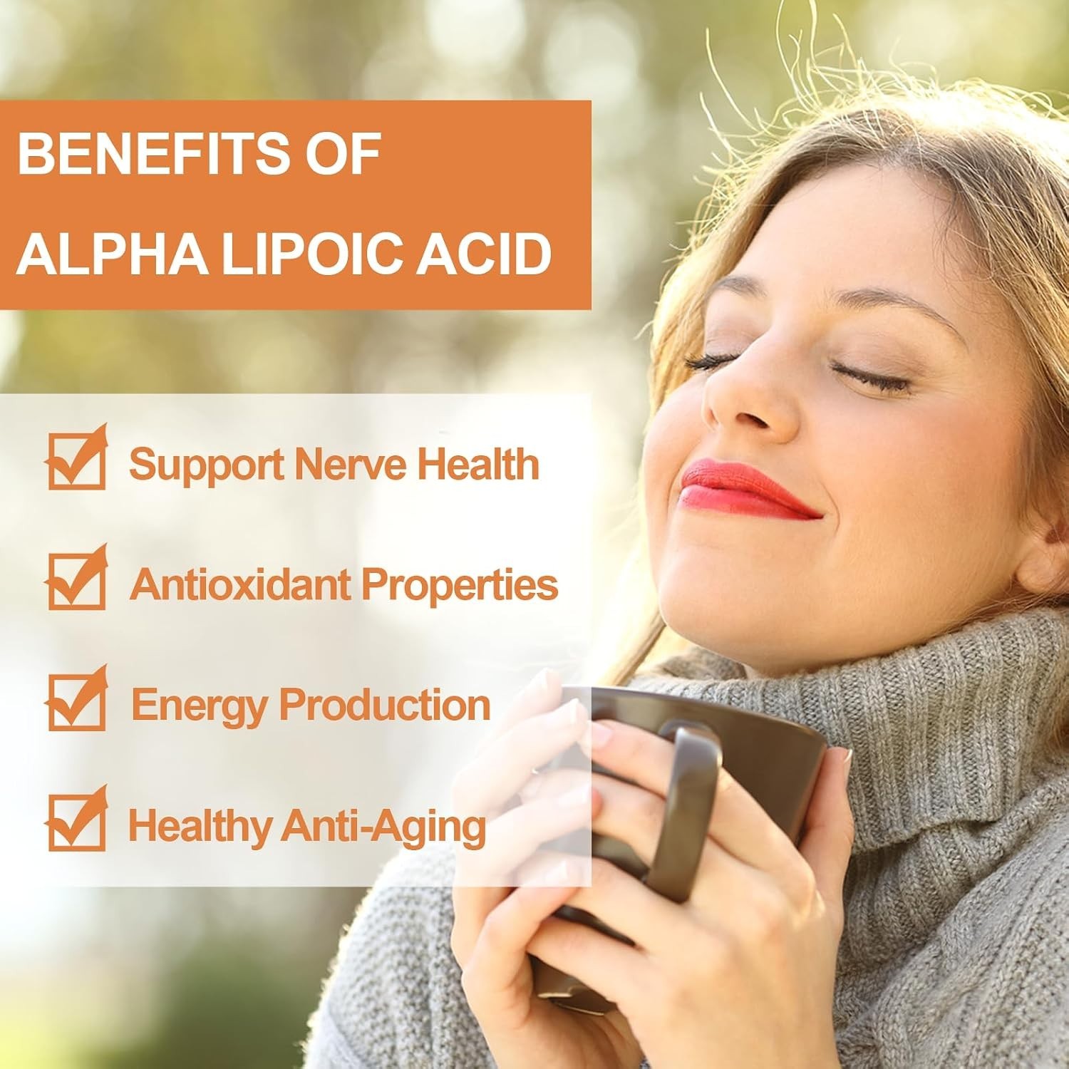 Easy Daily Energy & Nerve Support: 600mg Alpha-Lipoic Acid Capsules, 60 Count