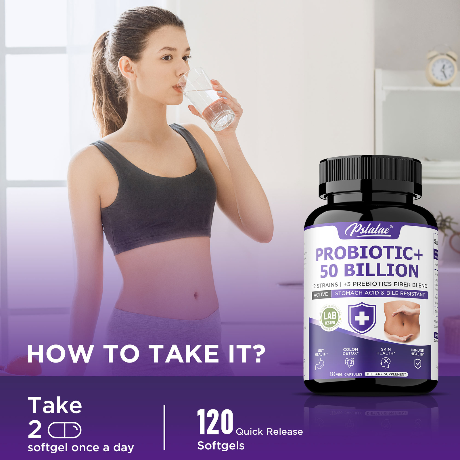 Probiotics + 50 Billion – 12 Probiotic Strains – Gut, Digestive & Immune Health
