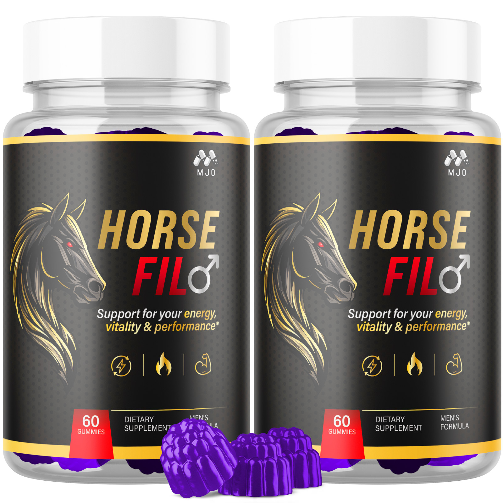 (2 Pack) Horse Fil Male Gummys Advanced Male Health Support HorseFil 120 Gummies