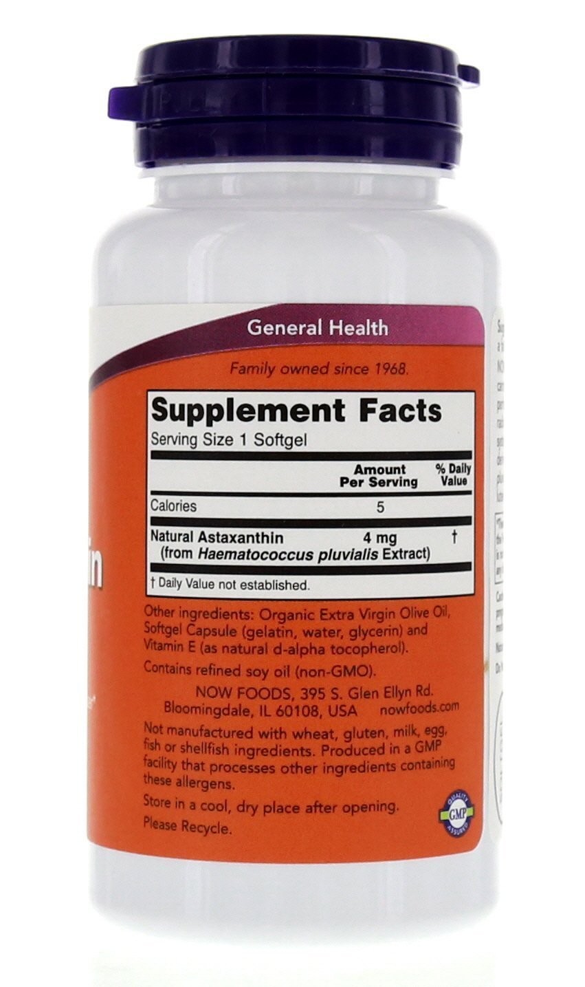 NOW Foods Astaxanthin 4mg 90 Softgels (Cellular 90 Count (Pack of 2)