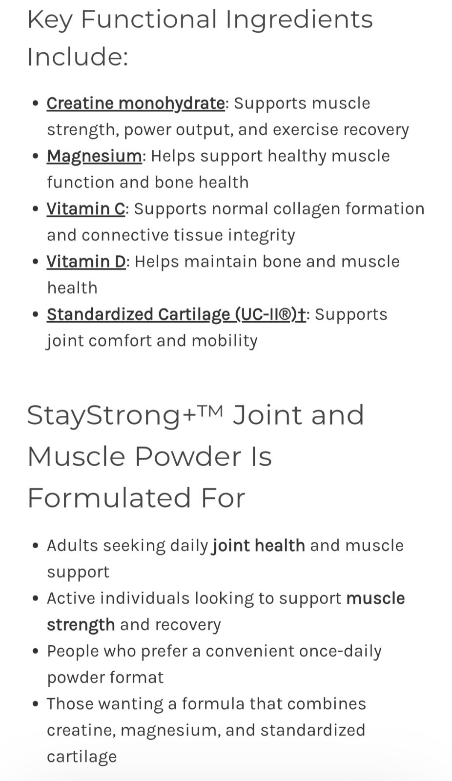 Metagenics Staystrong Powder 6.60 Oz Joint & Muscle Support Dietary Supplement
