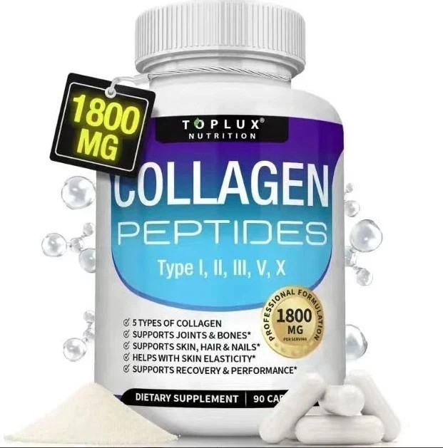 Premium Collagen Peptides🔥 1800 MG Hydrolyzed Anti-Aging (Types I,II,III,V,X)