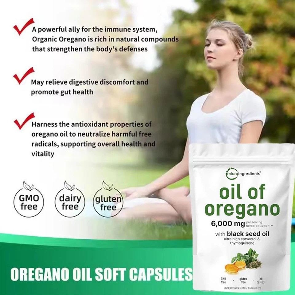 2 in 1 Oil of Oregano & Black Seed Softgels Count with Carvacrol,Immune Supports