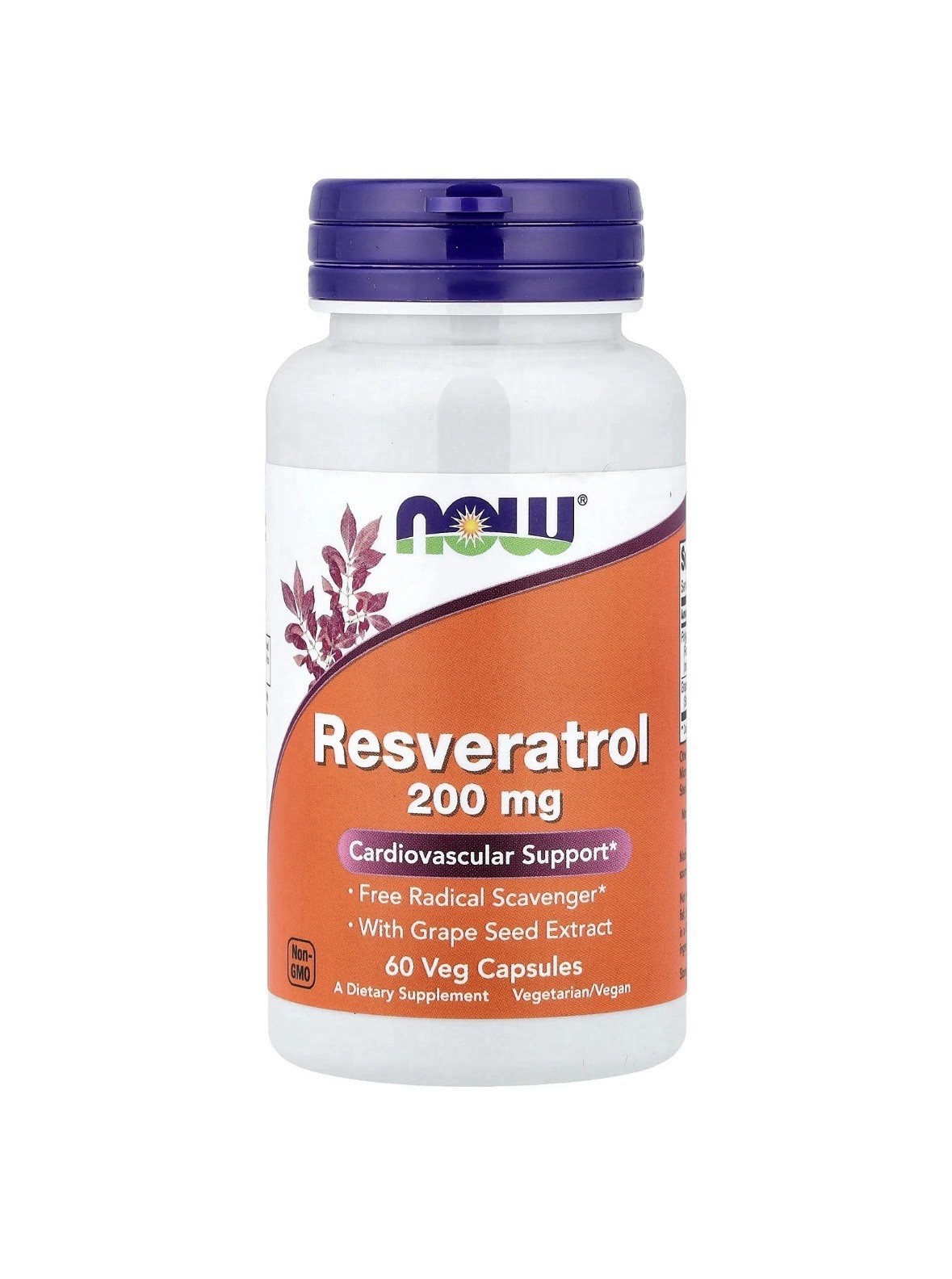 Now Foods Natural Resveratrol 200mg 60 Veg Capsules GMP Quality Assured Exp 6/27