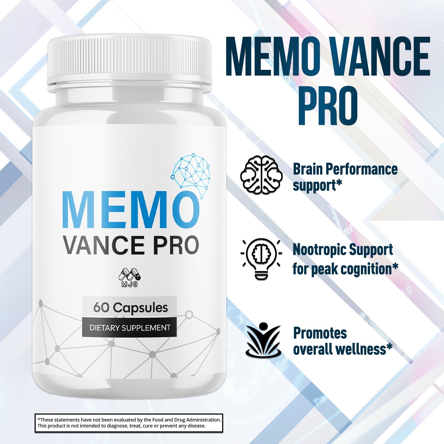 (5 Pack) Memo Vance Pro Advanced Nootropic Brain Support Supplement 300 Capsules