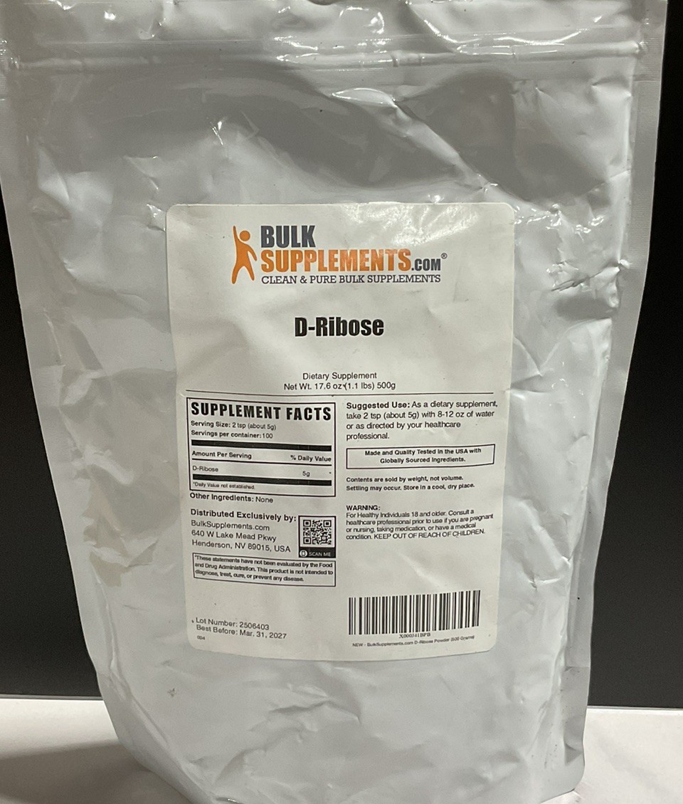 Bulk Supplements D-Ribose 17.7oz (1.1lbs) BB03/27