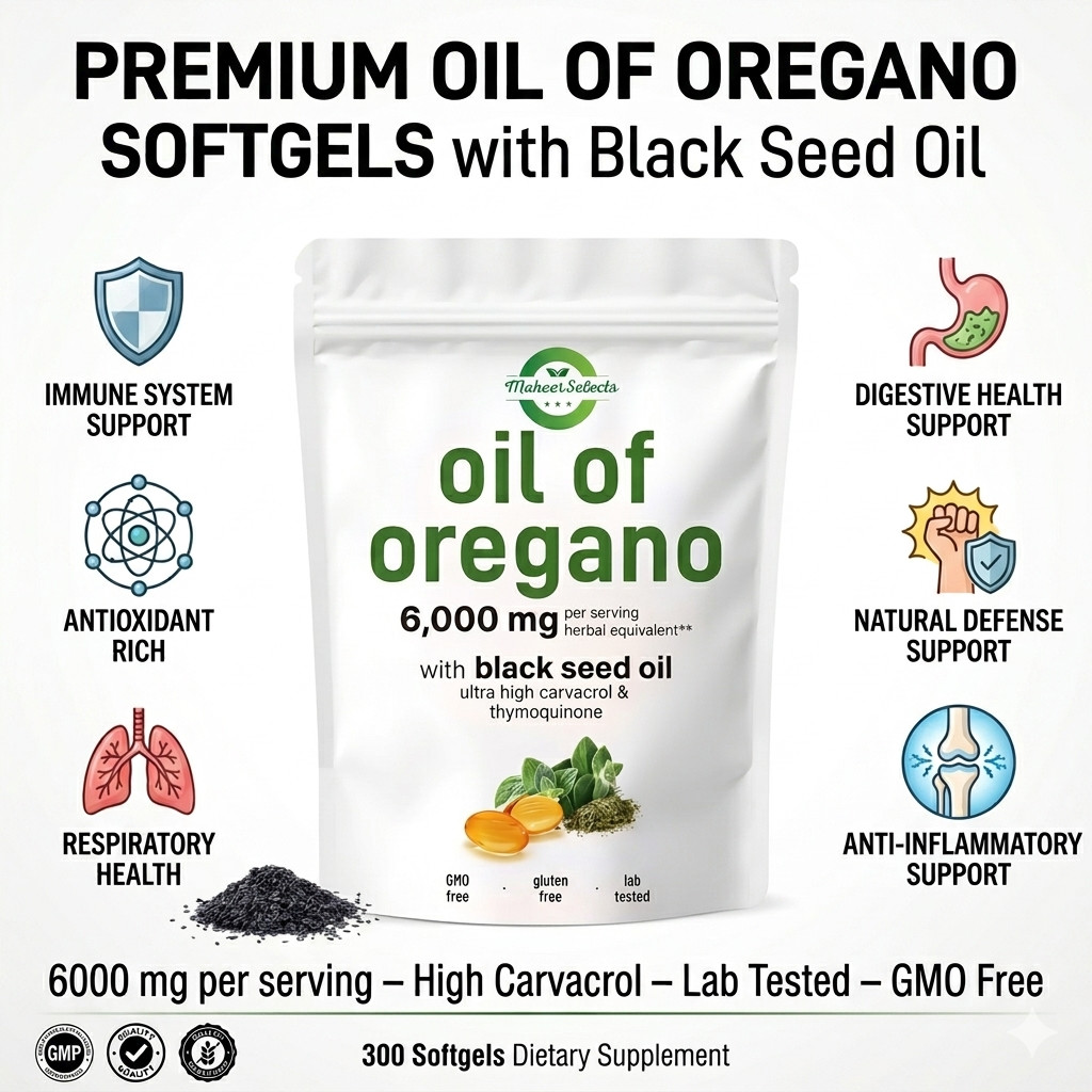 Oil of Oregano Softgels with Black Seed Oil – 6000mg Oregano Oil { Pack of 3 }
