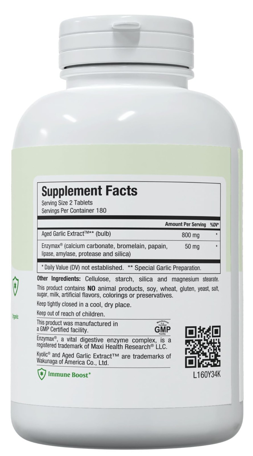 Aged Garlic Extract Supplement 360 Count | Odorless Immune & Heart Support | Veg