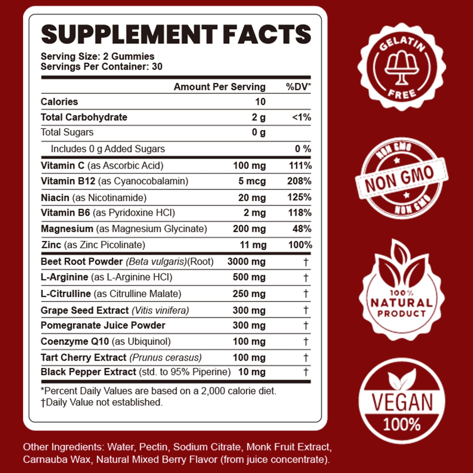 (2 Pack) Beet Root Gummies – Nitric Oxide Booster Supplements for Men & Women…